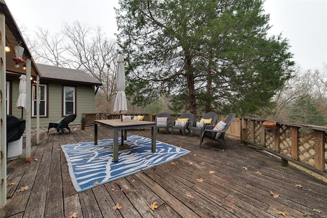 deck featuring grilling area