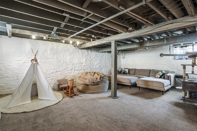 basement with carpet