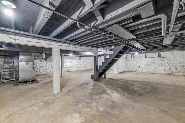 unfinished basement with heating unit