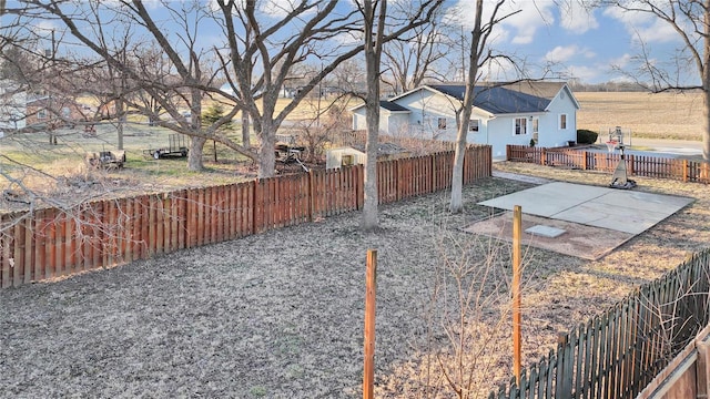 view of yard with a patio area and a fenced backyard