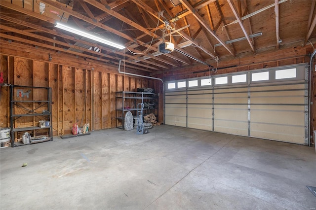 garage with a garage door opener