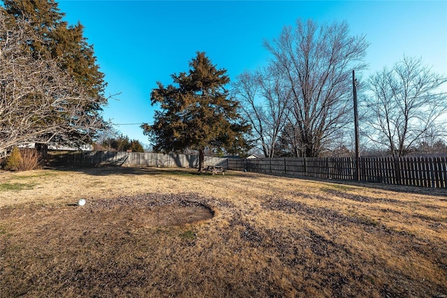 view of yard featuring a fenced backyard