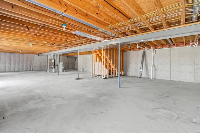 view of unfinished basement