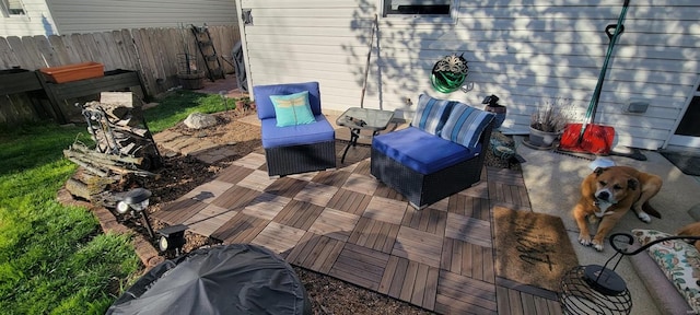 wooden deck featuring fence