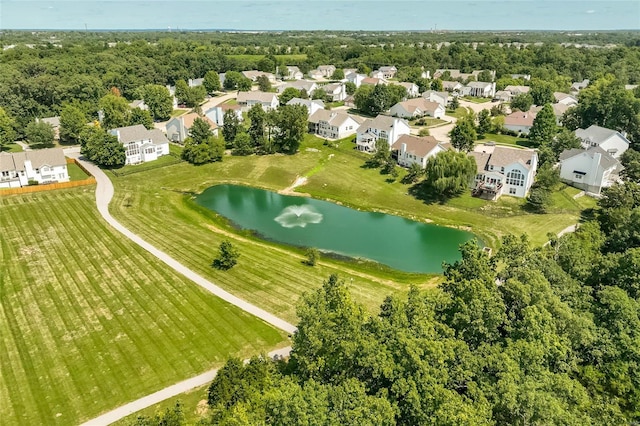 aerial view with a residential view and a water view