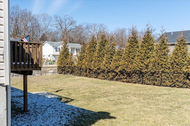 view of yard featuring a wooden deck