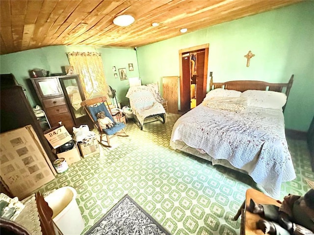 bedroom with wooden ceiling