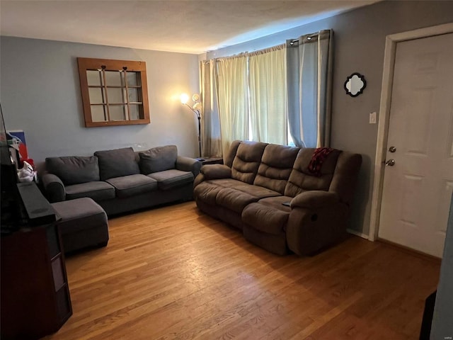 living area with light wood-type flooring