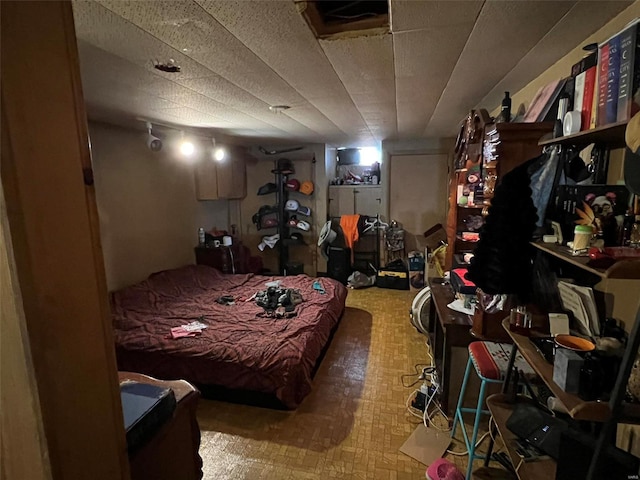 bedroom with tile patterned floors