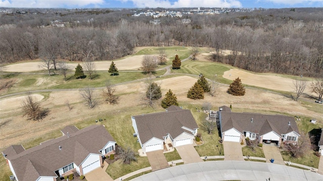 birds eye view of property featuring view of golf course