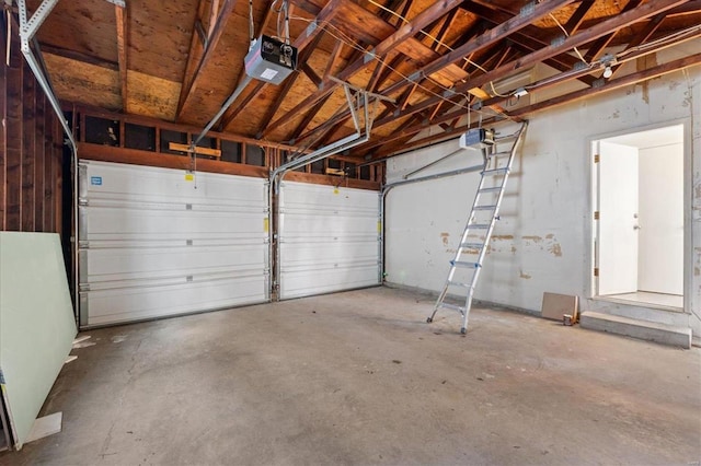 garage with a garage door opener