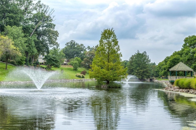 view of water feature featuring a gazebo