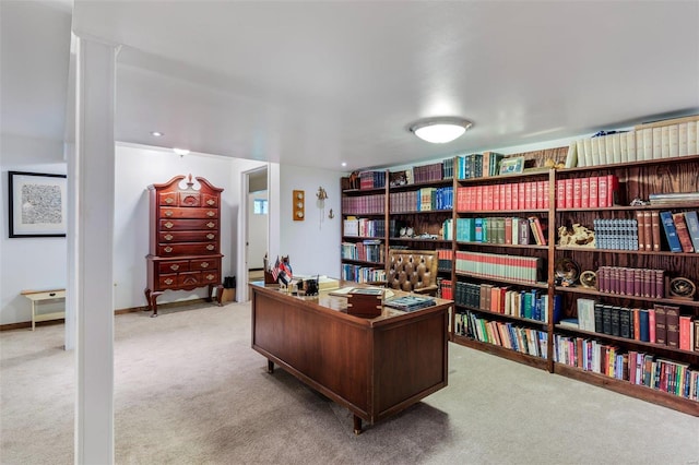 office space featuring baseboards and carpet