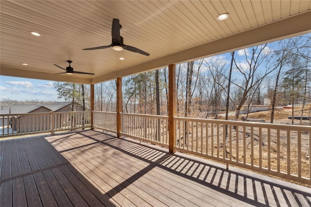 deck featuring a ceiling fan