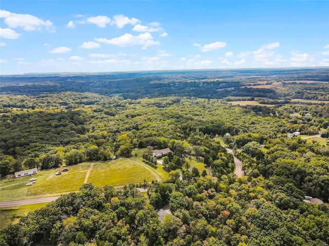 aerial view with a forest view