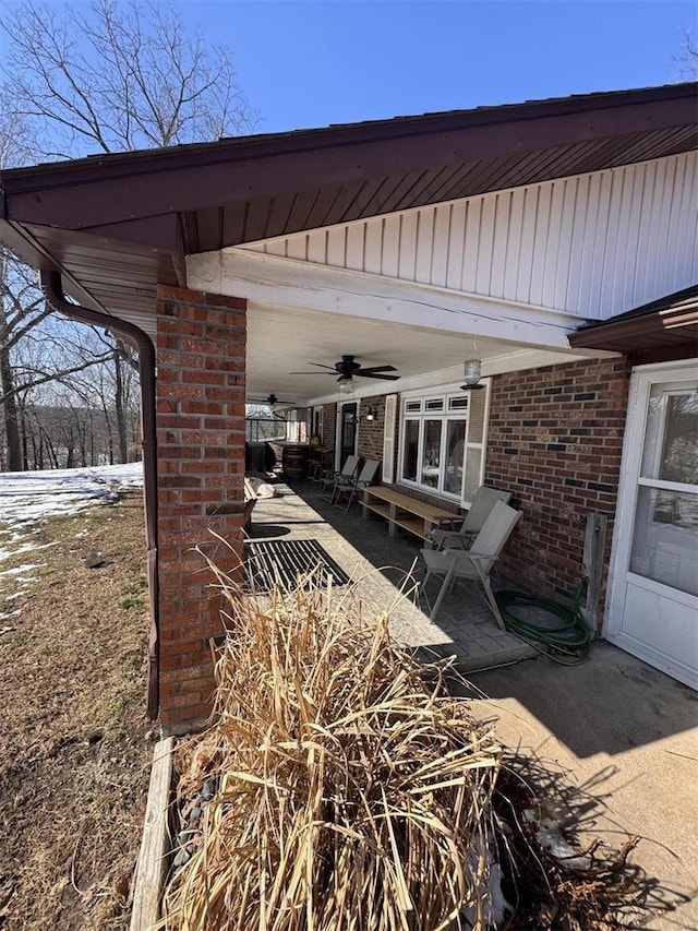 view of patio with a ceiling fan