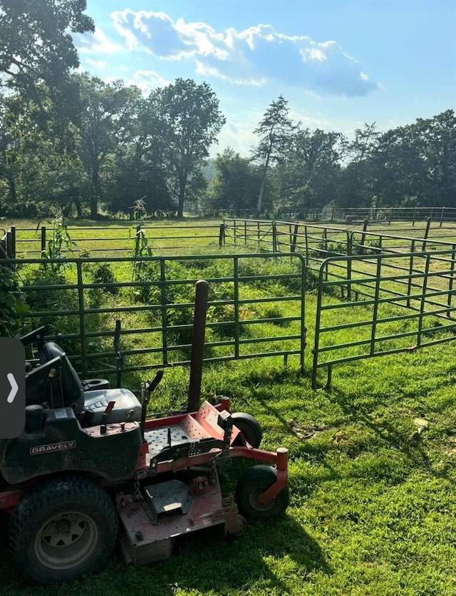 view of yard with a rural view