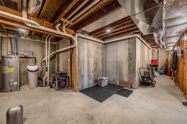 unfinished below grade area with electric water heater