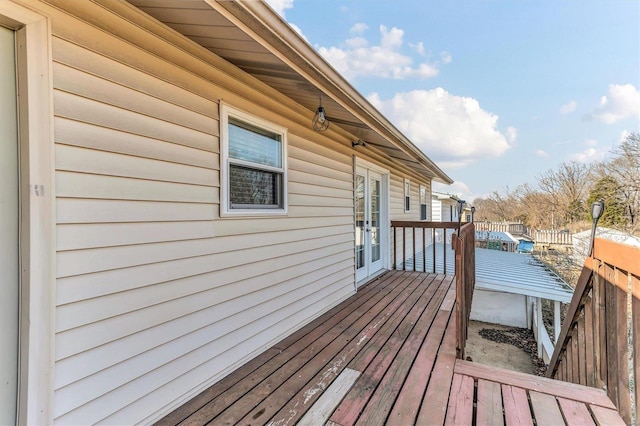 wooden deck with french doors