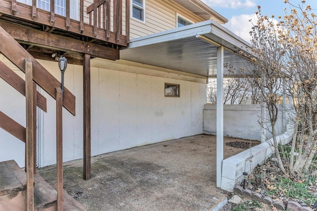 view of patio featuring a carport