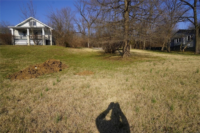 view of yard with a porch