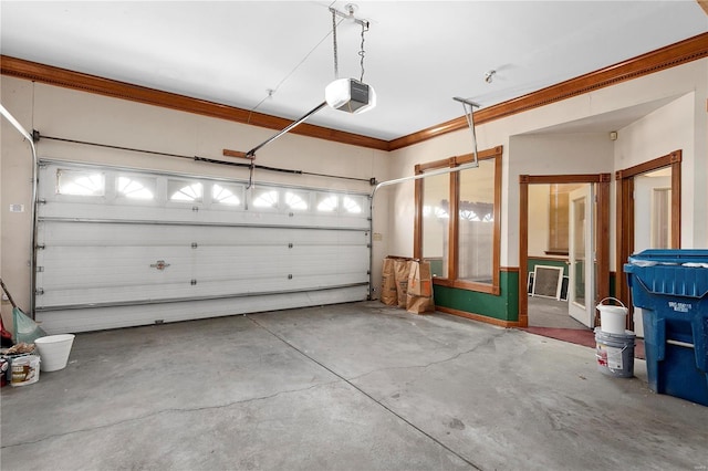 garage with a garage door opener