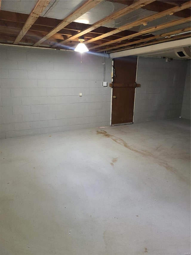 view of unfinished basement