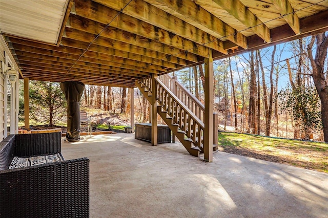 view of patio featuring stairs