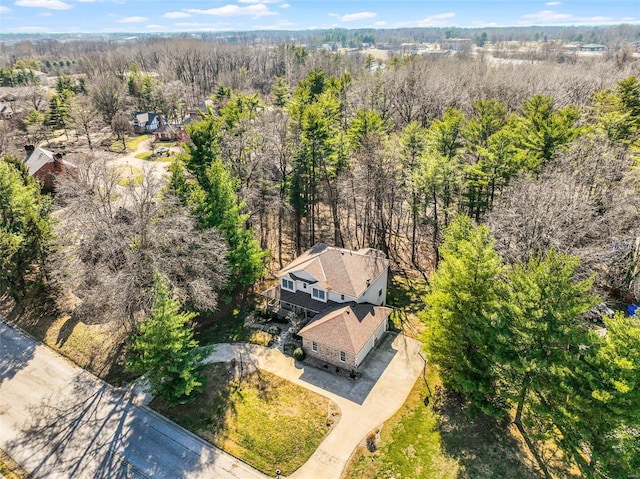 aerial view featuring a forest view