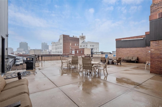 view of patio / terrace featuring a view of city