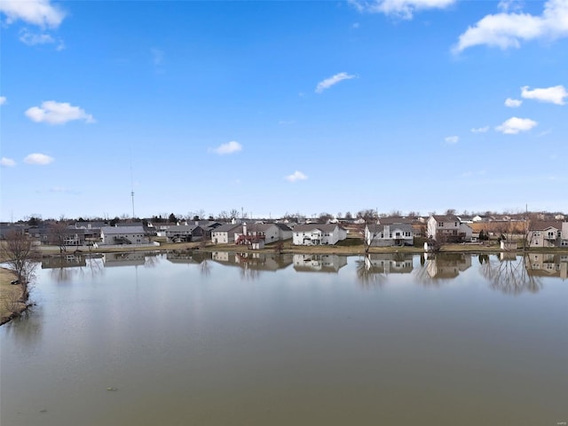 view of water feature with a residential view