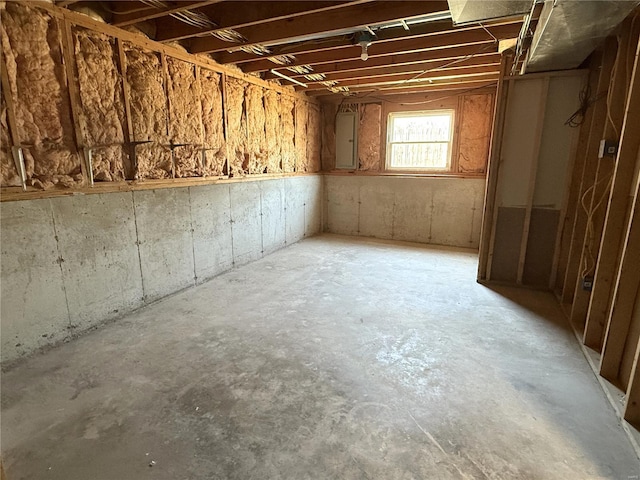 basement with electric panel