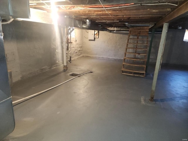 unfinished basement with electric panel