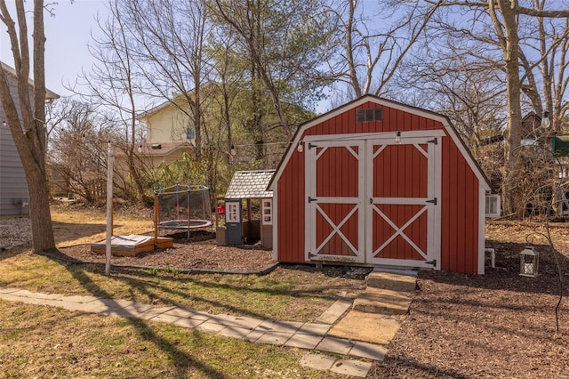 view of shed featuring a trampoline