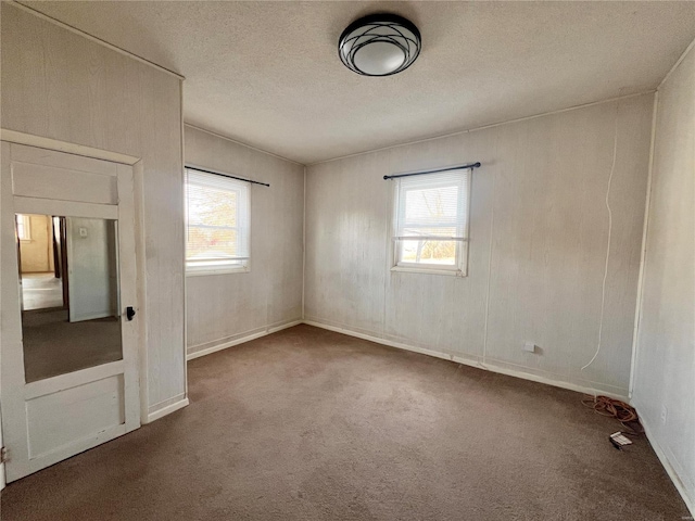 carpeted spare room with a textured ceiling and a healthy amount of sunlight