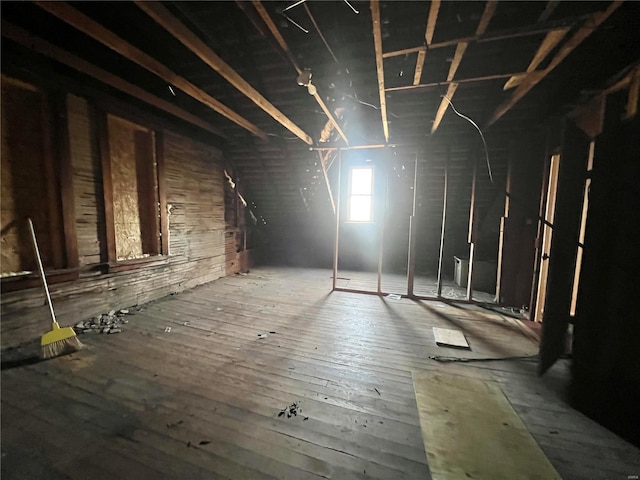 view of unfinished attic