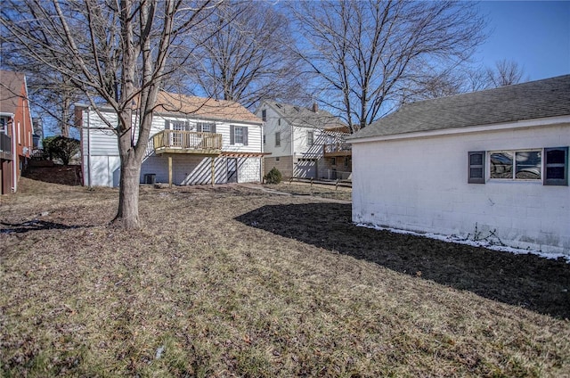 view of yard featuring a deck