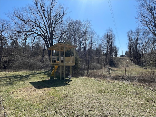 view of yard with a playground