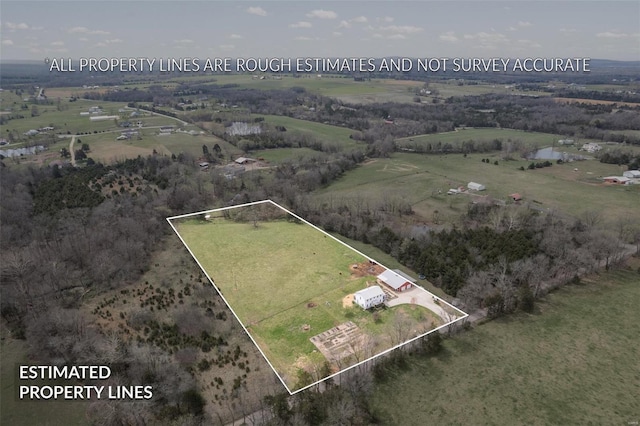 drone / aerial view featuring a rural view