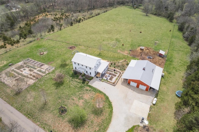 drone / aerial view with a rural view