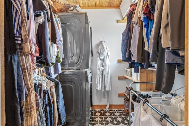 spacious closet with tile patterned floors