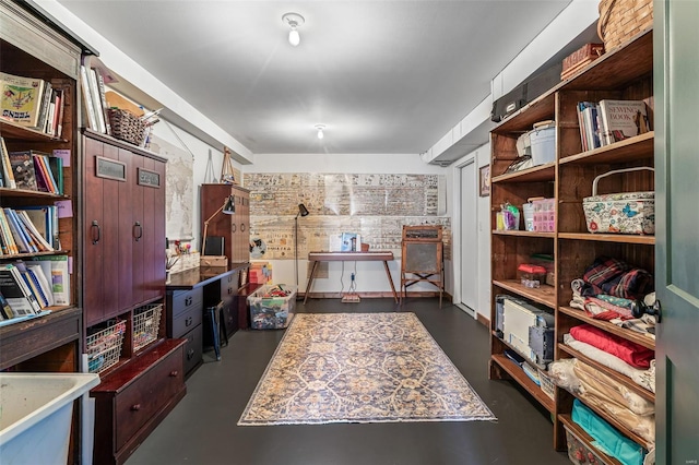 interior space with finished concrete flooring