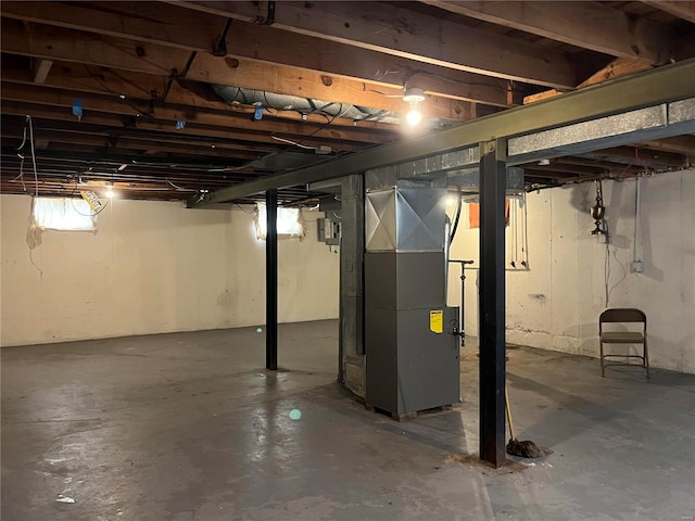 basement with heating unit