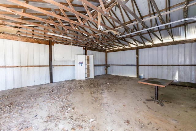 garage with metal wall