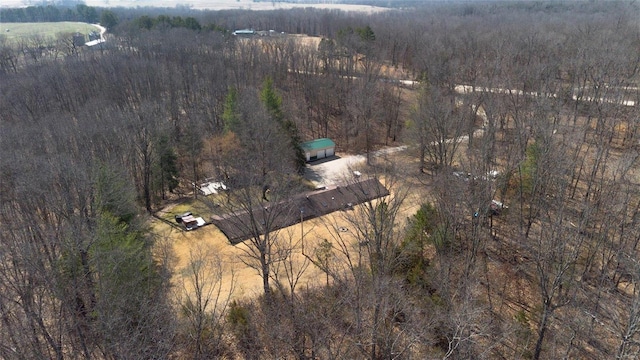 aerial view featuring a rural view and a forest view