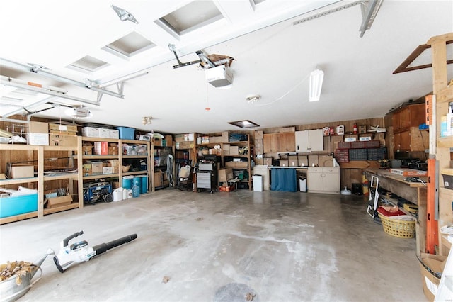 garage with a garage door opener