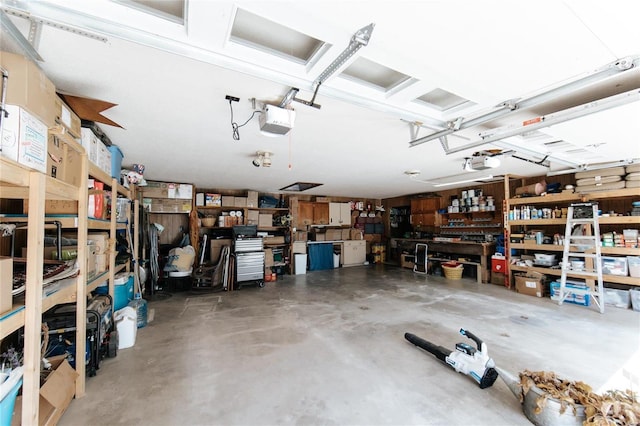 garage with a garage door opener