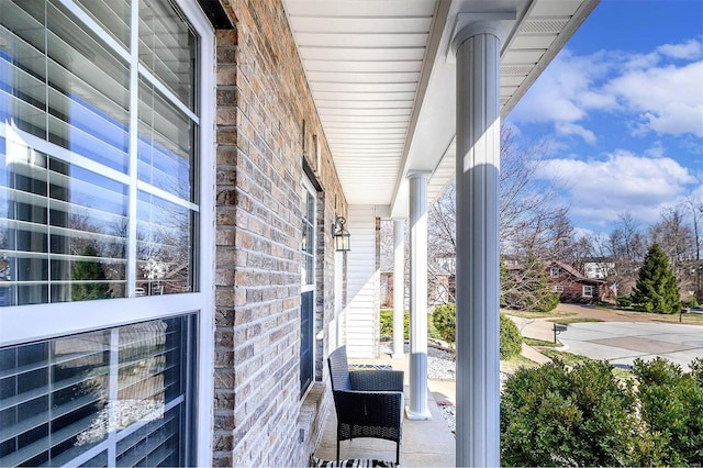 view of patio featuring a porch