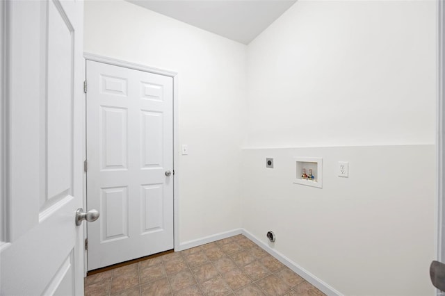 washroom with baseboards, laundry area, hookup for an electric dryer, and hookup for a washing machine