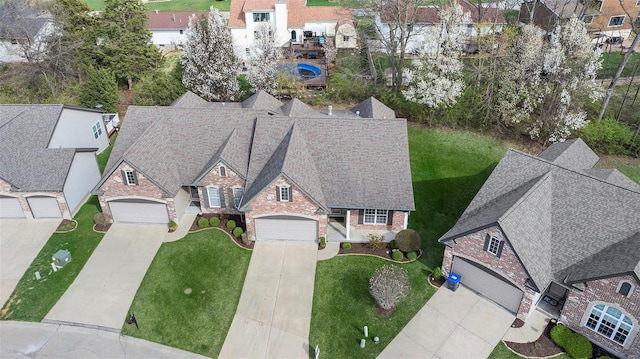 aerial view with a residential view